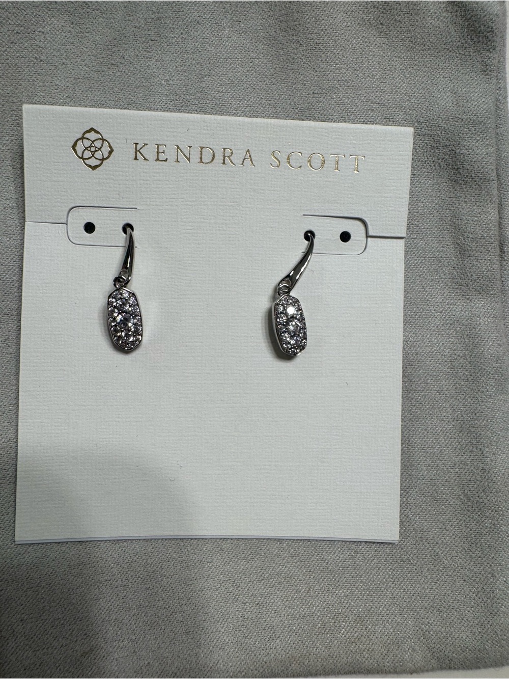 NWT - Kendra Scott Silver Pavé Mini Drop Earrings